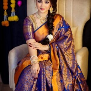 প্রিমিয়াম কোয়ালেটির কাঞ্চিপুরম শাড়ি + ব্লাউজ পিস – (কোড ০১)
