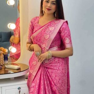 প্রিমিয়াম কোয়ালেটির কাঞ্চিপুরম শাড়ি + ব্লাউজ পিস – (কোড ০২)