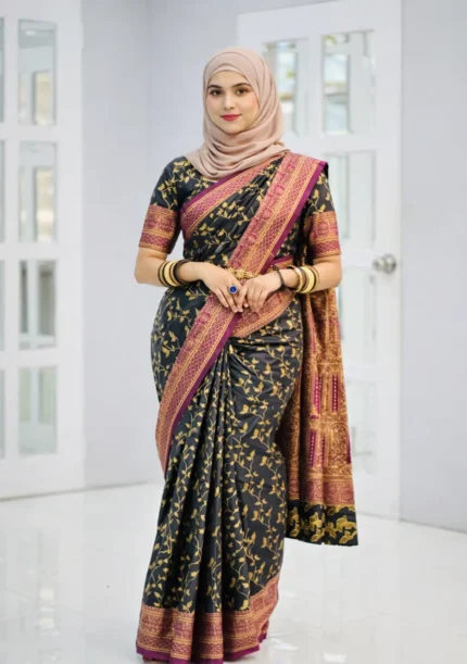 প্রিমিয়াম কাঁঞ্চি কাতান শাড়ি – Code-02